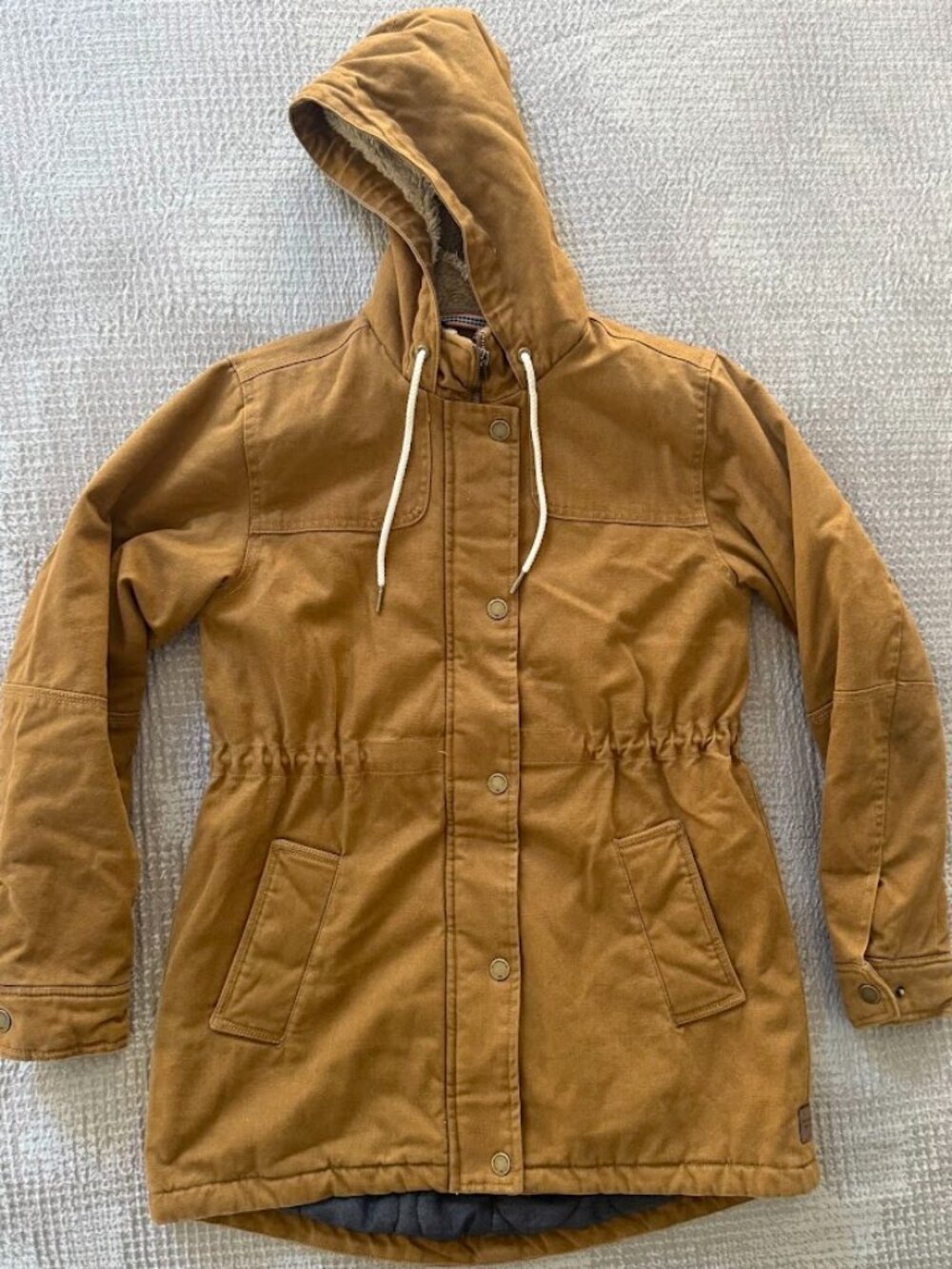 The Normal Brand Betsie Canvas Coat Maple Glaze Sherpa Hooded Parka S